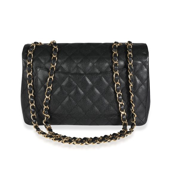 Chanel Black Quilted Caviar Jumbo Classic Single Flap Bag - Picture 3 of 10